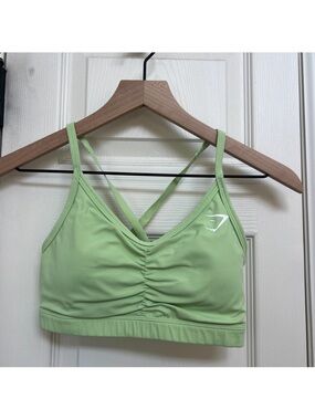 Gymshark Light Green Ruched Strappy Sports Bra